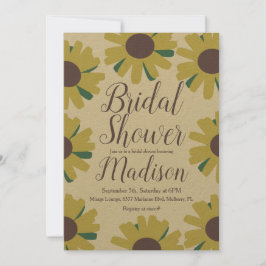 Invitación Frontera de girasoles rústicos para ducha de novia