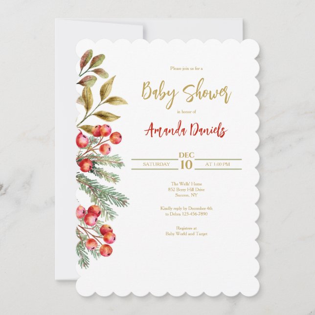 Invitación Frontera de las Berries Rojas (Anverso)