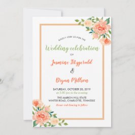 Invitación Frontera de Peach Florals | BODA