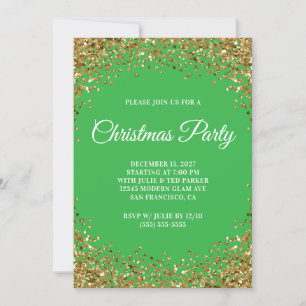 Invitación Frontera de purpurina dorada Fiesta de Navidad ver