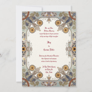 Invitación Frontera floral Art Nouveau de la era victoriana d