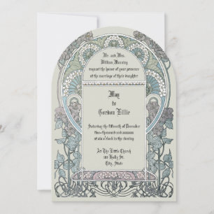 Invitación Frontera floral de color Art Nouveau por Alphonse
