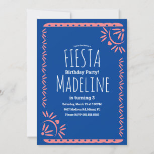 Invitación Frontera floral de fiesta de cumpleaños mexicana d