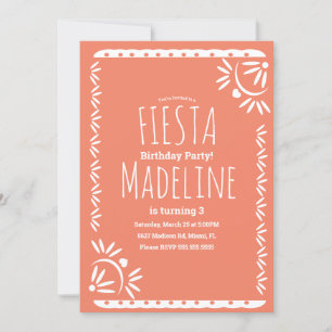 Invitación Frontera Floral de Papel Picado Fiesta de Cumpleañ