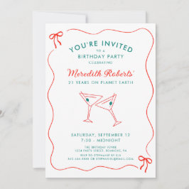 Invitación Frontera ondulada de cumpleaños 21 con Fiesta de a