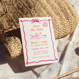 Invitación Frontera ondulada manuscrita funky Disco Save the 