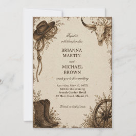 Invitación Frontera Pradera Rústico Occidental