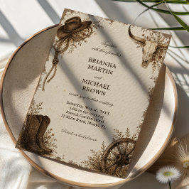 Invitación Frontera Pradera Rústico Occidental