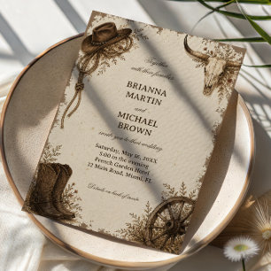 Invitación Frontera Pradera Rústico Occidental
