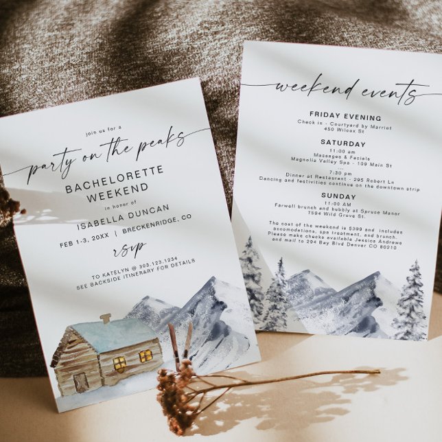Invitación FROST Mountain Ski Cabina Bachelorette Itinerary (Subido por el creador)