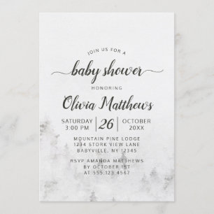 Invitación Frost Pines Rústico Bebé Blanco Ducha