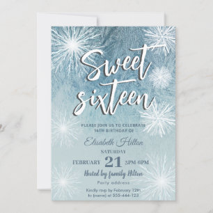 Invitación Frost Winter wonderland copos de nieve dulce 16