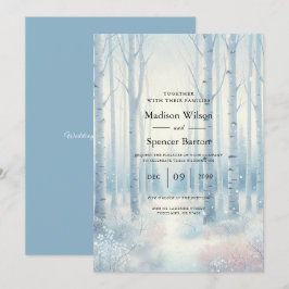 Invitación Frosted Blue Birch Forest Wedding