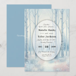 Invitación Frosted Blue Birch Forest Wedding