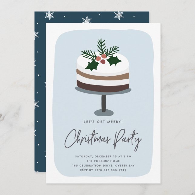 Invitación Frosted Holly | Fiesta de Navidades moderados (Anverso / Reverso)