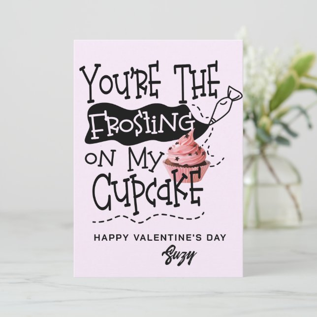 Invitación Frosting on My Cupcake Valentine Card (Anverso de pie)