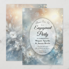 Invitación Frozen Petals in a Golden Winter Mist  Engagement 