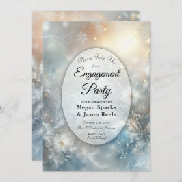 Invitación Frozen Petals in a Golden Winter Mist Engagement