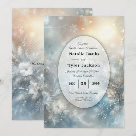 Invitación Frozen Petals in a Golden Winter Mist Wedding