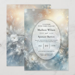 Invitación Frozen Petals in a Golden Winter Mist Wedding