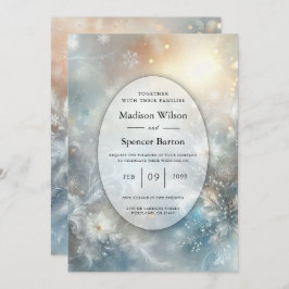 Invitación Frozen Petals in a Golden Winter Mist Wedding