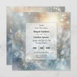 Invitación Frozen Petals in a Golden Winter Mist Wedding