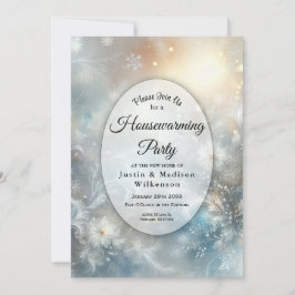 Invitación Frozen Petals in Golden Winter Housewarming Party