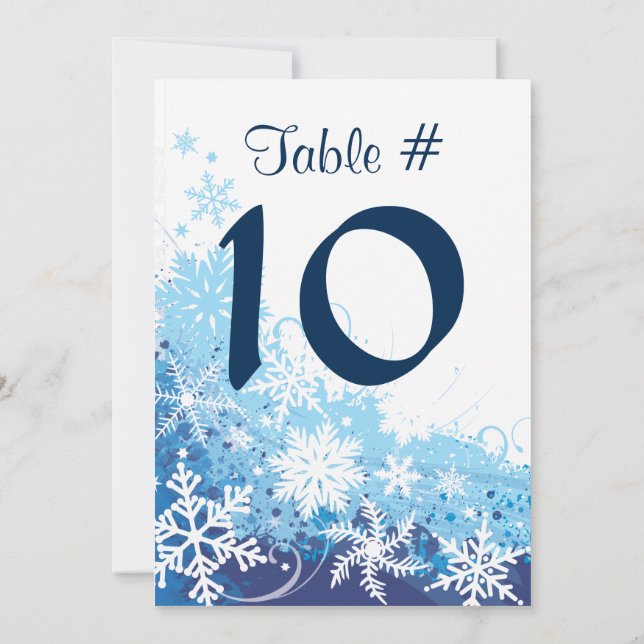 Invitación FROZEN SNOWFLAKES Bar Bat Mitzvah Número de tabla (Reverso)