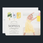 Invitación Fruit Popsicle Watercolor Kids Birday Photo<br><div class="desc">Esta tierna invitación para fotos de cumpleaños de un niño "pop on over" incluye palitos de fruta/helados en acuarela. El reverso presenta un fondo azul claro con un patrón de puntos aleatorio. Puede cambiar el color de fondo en la parte posterior. Personalízalo para tus necesidades. Puedes encontrar productos coincidentes en...</div>
