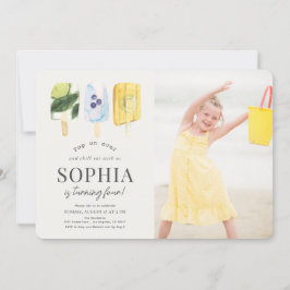 Invitación Fruit Popsicle Watercolor Kids Birday Photo