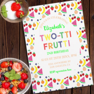 Invitación Fruit Two-Tti Frutti Segundo Cumpleaños