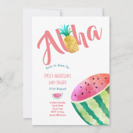 Invitación Fruity Tropical Baby Shower invita a Melon ALOHA