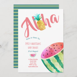 Invitación Fruity Tropical Baby Shower invita a Melon ALOHA