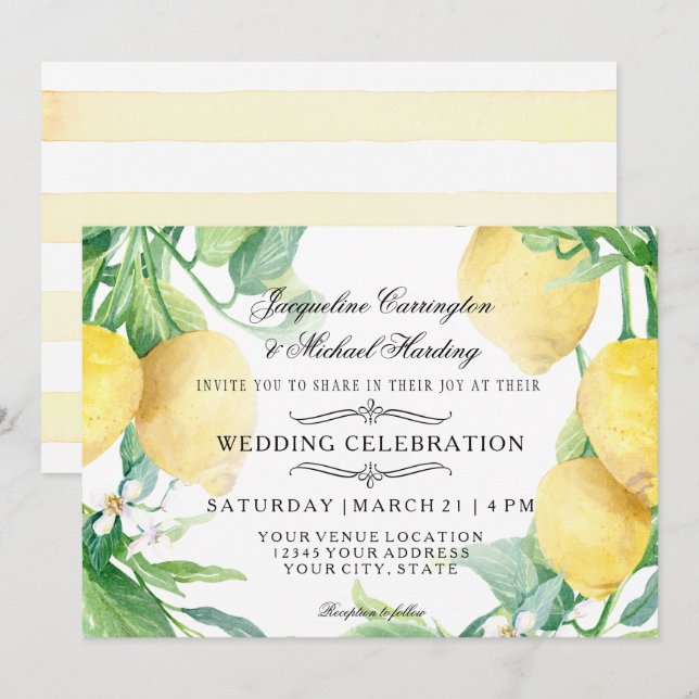 Invitación Fruta cítrica floral Arr de la guirnalda de la (Anverso / Reverso)
