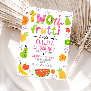 Invitación Fruta colorida Dos-tii Frutti Segundo cumpleaños