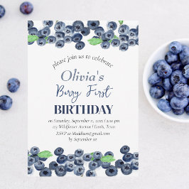 Invitación Fruta de arándanos 1er cumpleaños de Berry