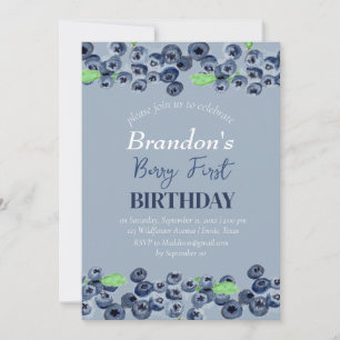 Invitación Fruta de arándanos 1er cumpleaños de Berry