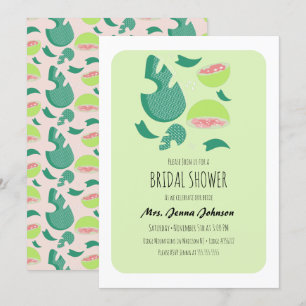 Invitación Fruta de Guayaba Rosa Verde Ducha de Novia