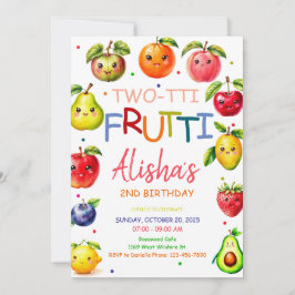Invitación Fruta de Kawaii Fruta de dos tti segundo cumpleaño