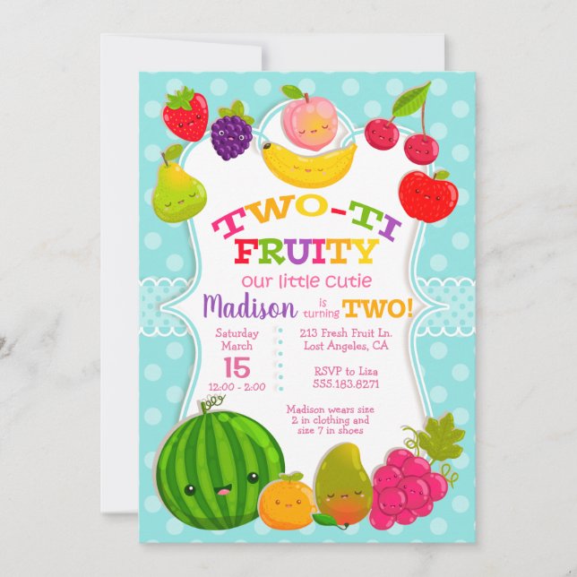 Invitación Fruta doble - Segunda fiesta de cumpleaños del Chi (Anverso)