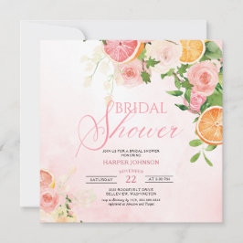 Invitación Fruta temática Citrus Floral Rosa Ducha de novia