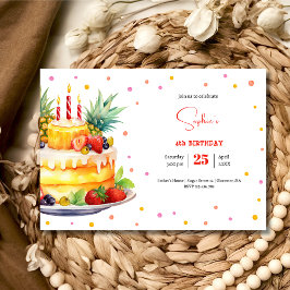 Invitación Frutas Cumpleaños Torta de cumpleaños