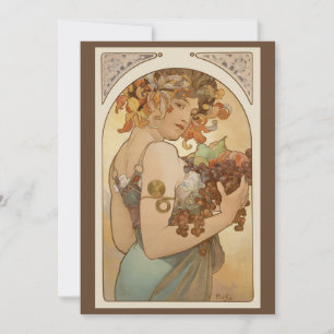 Invitación Frutas de Alphonse Mucha, Arte Antiguo Modernista