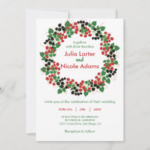 Invitación Frutas de Morera Roja Negra Boda Botánica