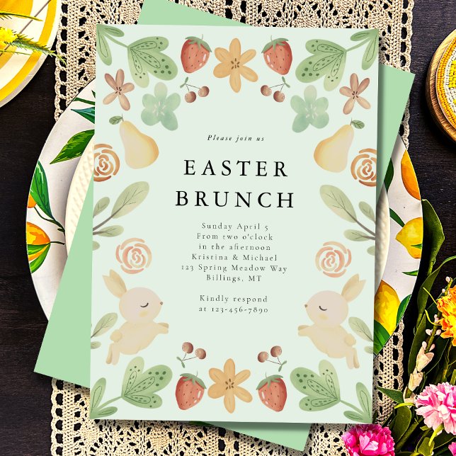 Invitación Frutas florales de Brunch de Pascua (Subido por el creador)