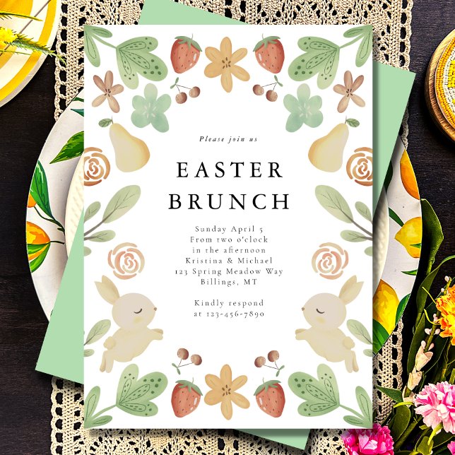 Invitación Frutas florales de Brunch de Pascua (Subido por el creador)