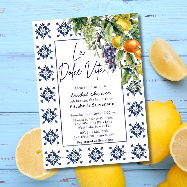 Invitación Frutas italianas Tiles La Dolce Vita Ducha Bridal (Subido por el creador)