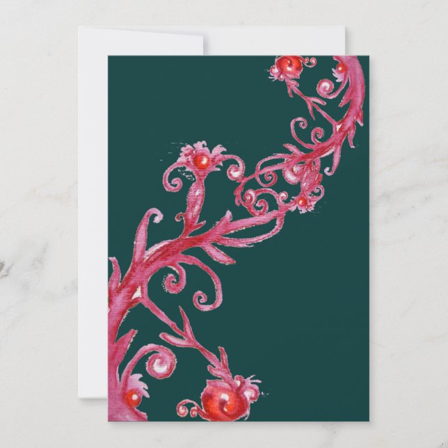 Invitación FRUTAS MÁGICAS negras moradas rojas verdes (Anverso)