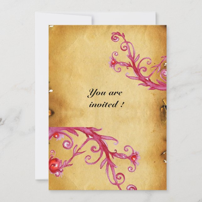 Invitación FRUTAS MÁGICAS  sello de cera de monograma pergami (Anverso)