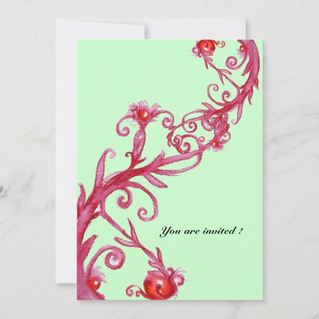 Invitación FRUTAS MÁGICAS, verdes (Anverso)